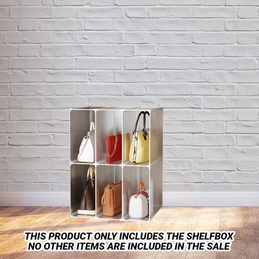 SOGA 2X 3 Tier Multifunctional PP Plastic Bag Box Portable Cubby DIY Storage Shelves Stackable Handbag Purse Organiser