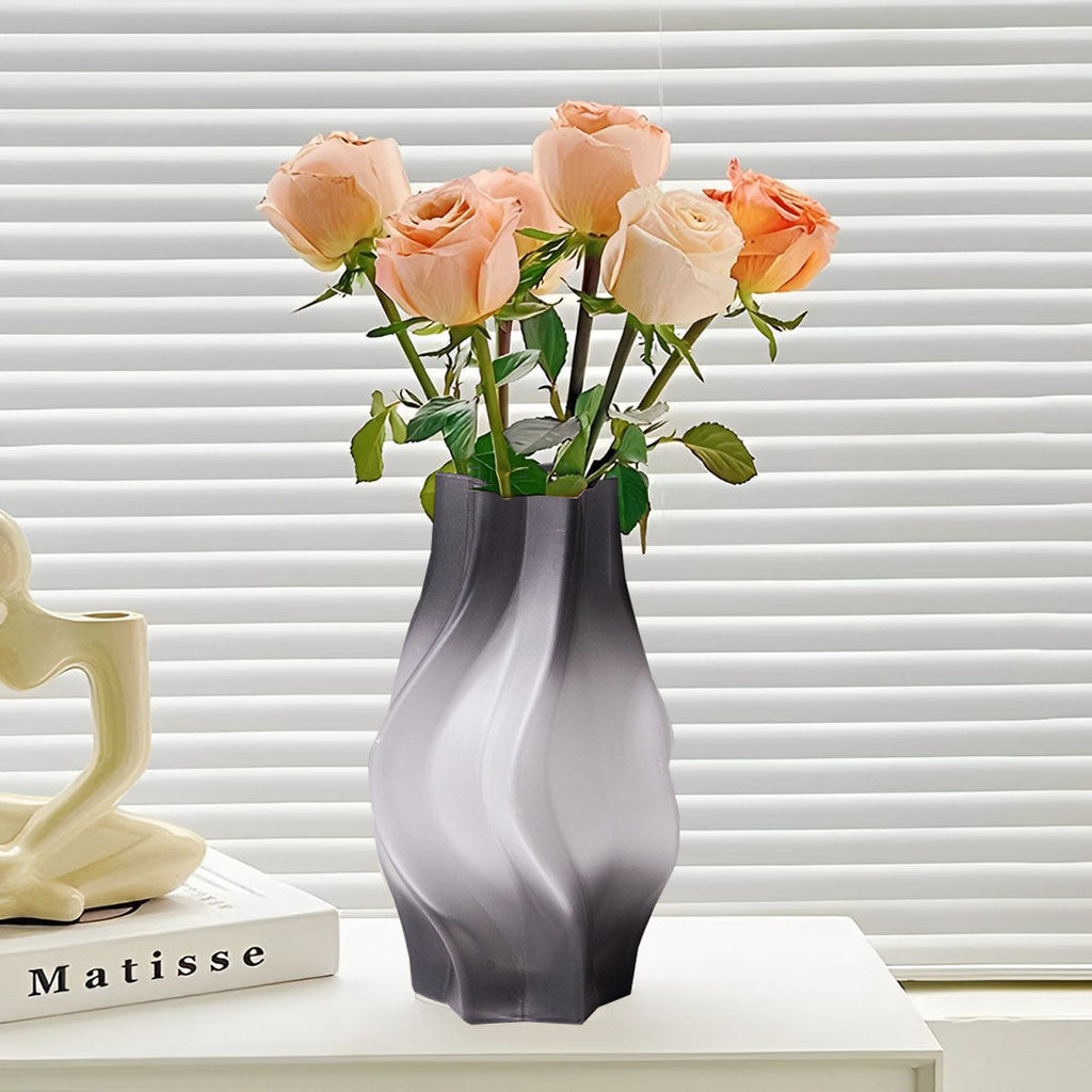 SOGA 24cm Glass Vase Grey with Beautiful glass Bubble Texture Art Vases
