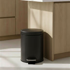 SOGA Foot Pedal Stainless Steel Rubbish Recycling Garbage Waste Trash Bin Round 12L Black