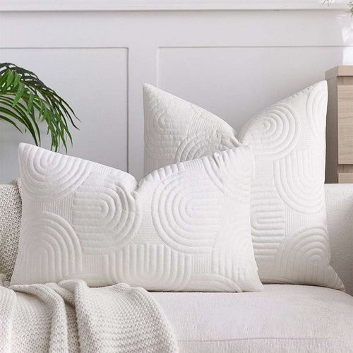 SOGA 30cm White Textured Geometric Pattern Decorative Throw Pillow $ 61