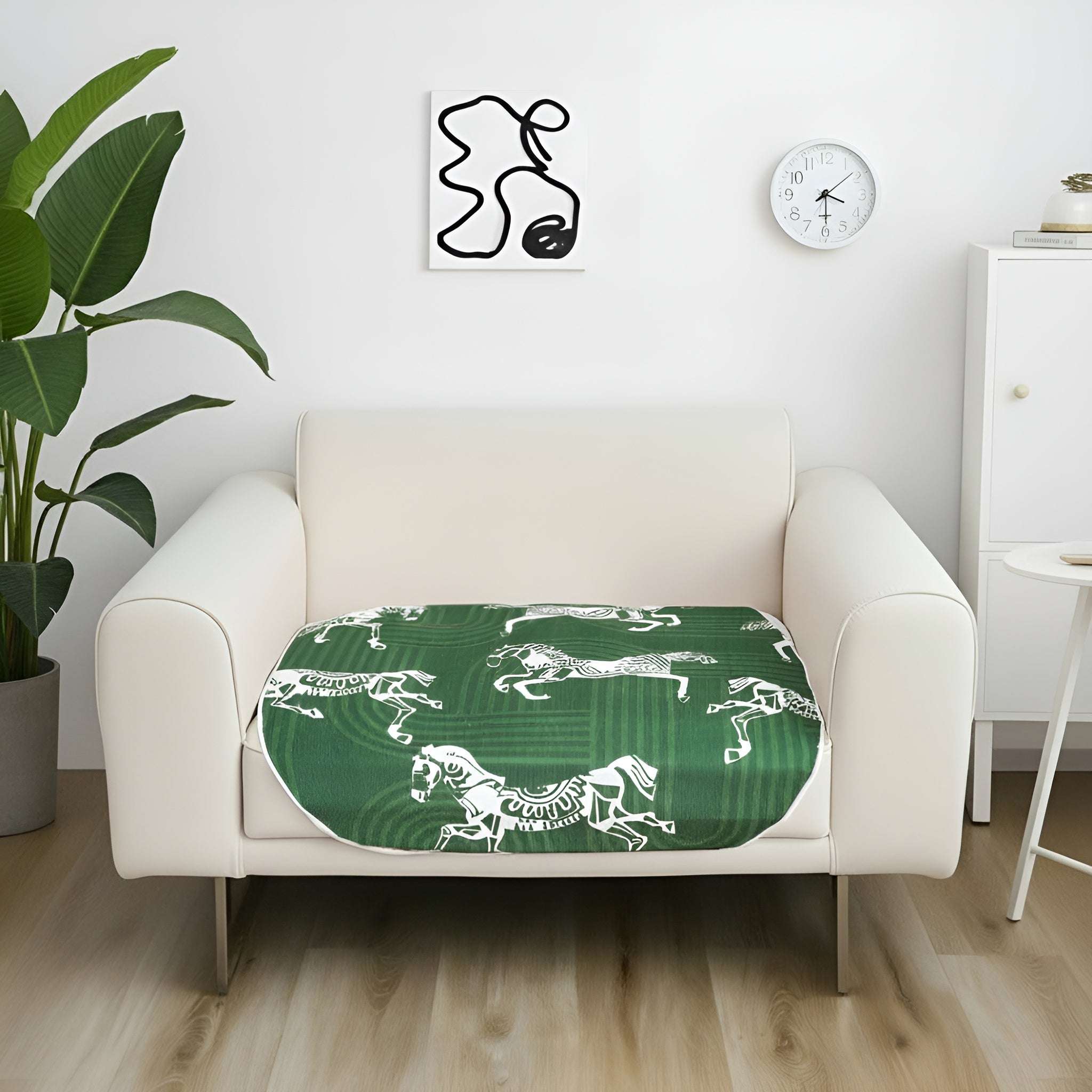 SOGA One-Seater Green Horse Print 90x90cm Throw Blanket Sofa Cover $ 91