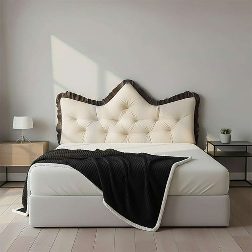 SOGA Home & Living Bundle – Cream Tufted Crown Pillow & Black Cozy Flannel Throw Blanket $ 0
