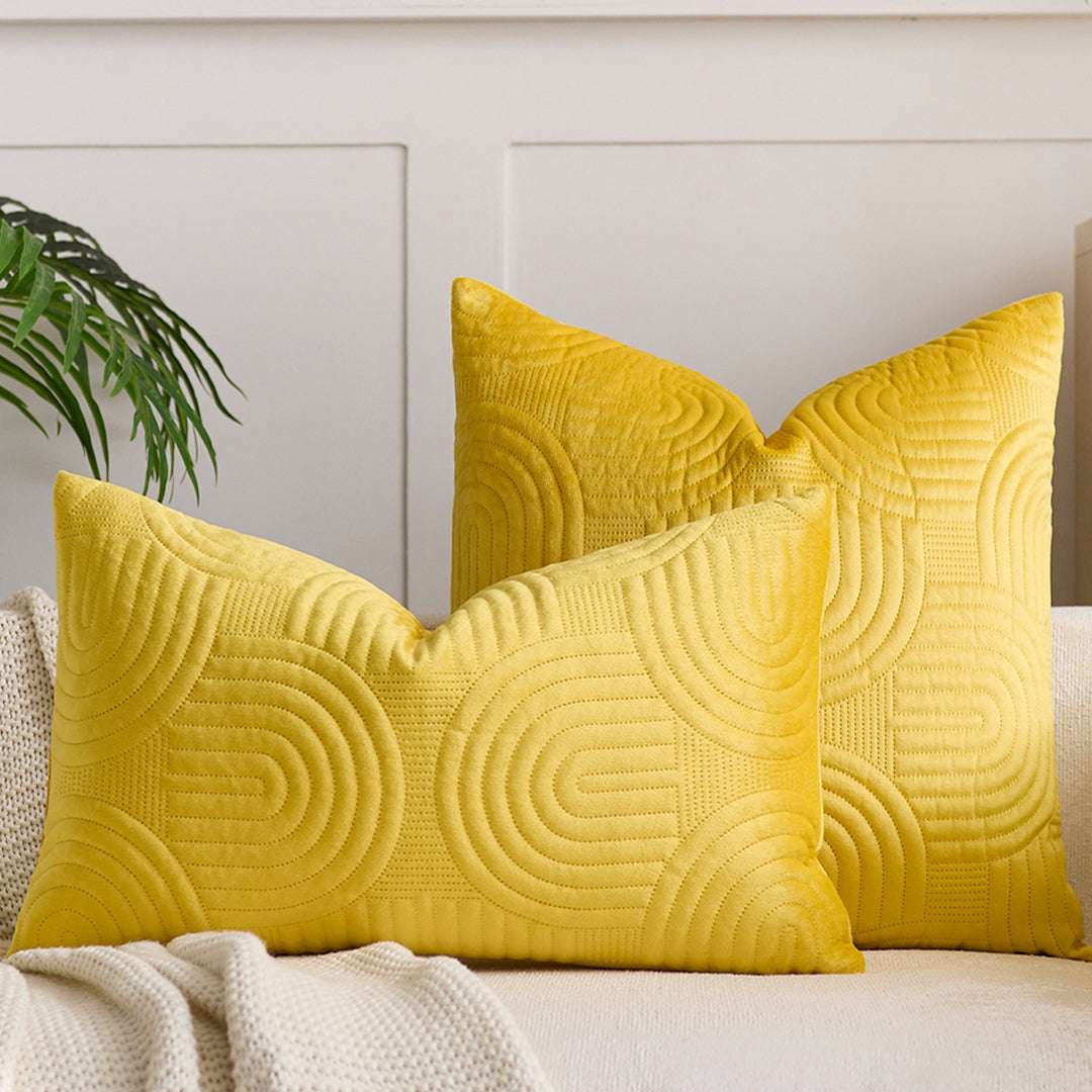 SOGA 2X 30cm Yellow Textured Geometric Pattern Decorative Throw Pillow $ 119