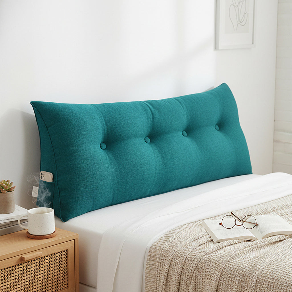 SOGA 2X 120cm Blue Green Triangular Wedge Bed Pillow Headboard Backrest Bedside Tatami Cushion Home Decor