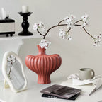 SOGA 28X30cm Ornament Large Matte Red Vases Countertop Decoration Accessories Porch Crafts Home Decor