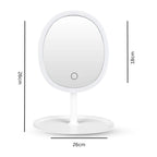 SOGA 26cm White Oval Smart LED Makeup Bedroom Table Vanity Mirror Tricolor Adjustable Light