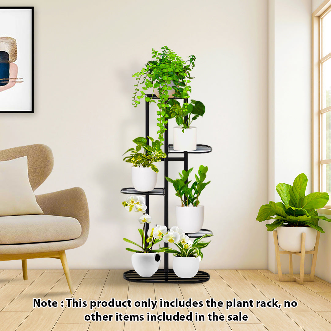 SOGA 2X 5 Tier 6 Pots Black Metal Plant Rack Flowerpot Storage Display Stand Holder Home Garden Decor