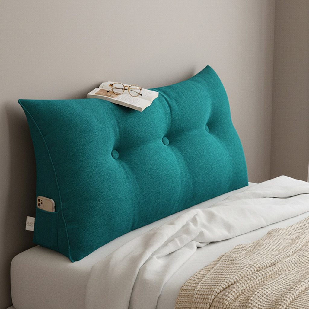 SOGA 2X 100cm Blue Green Triangular Wedge Bed Pillow Headboard Backrest Bedside Tatami Cushion Home Decor