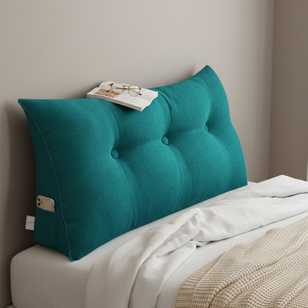 SOGA 2X 100cm Blue Green Triangular Wedge Bed Pillow Headboard Backrest Bedside Tatami Cushion Home Decor