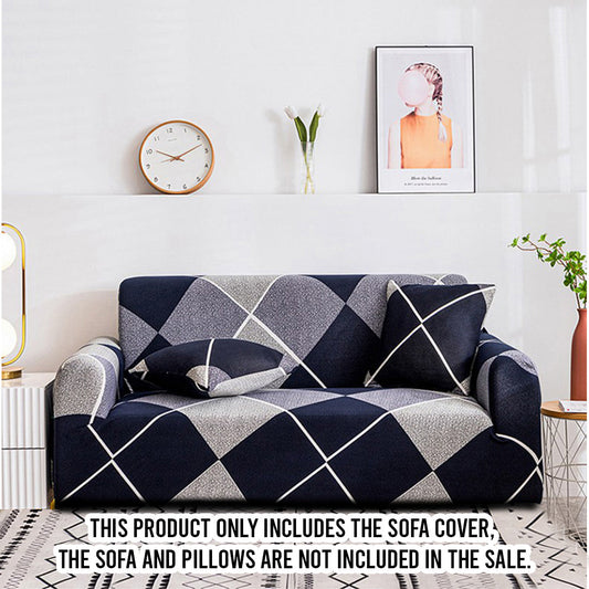SOGA 3-Seater Checkered Sofa Cover Couch Protector High Stretch Lounge Slipcover Home Decor