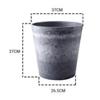 SOGA 2X 37cm Weathered Grey Round Resin Plant Flower Pot in Cement Pattern Planter Cachepot for Indoor Home Office
