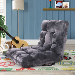 SOGA Floor Recliner Folding Lounge Sofa Futon Couch Folding Chair Cushion Grey