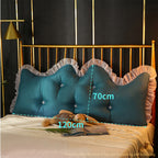 SOGA 2X 150cm Blue-Green Princess Bed Pillow Headboard Backrest Bedside Tatami Sofa Cushion with Ruffle Lace Home Decor