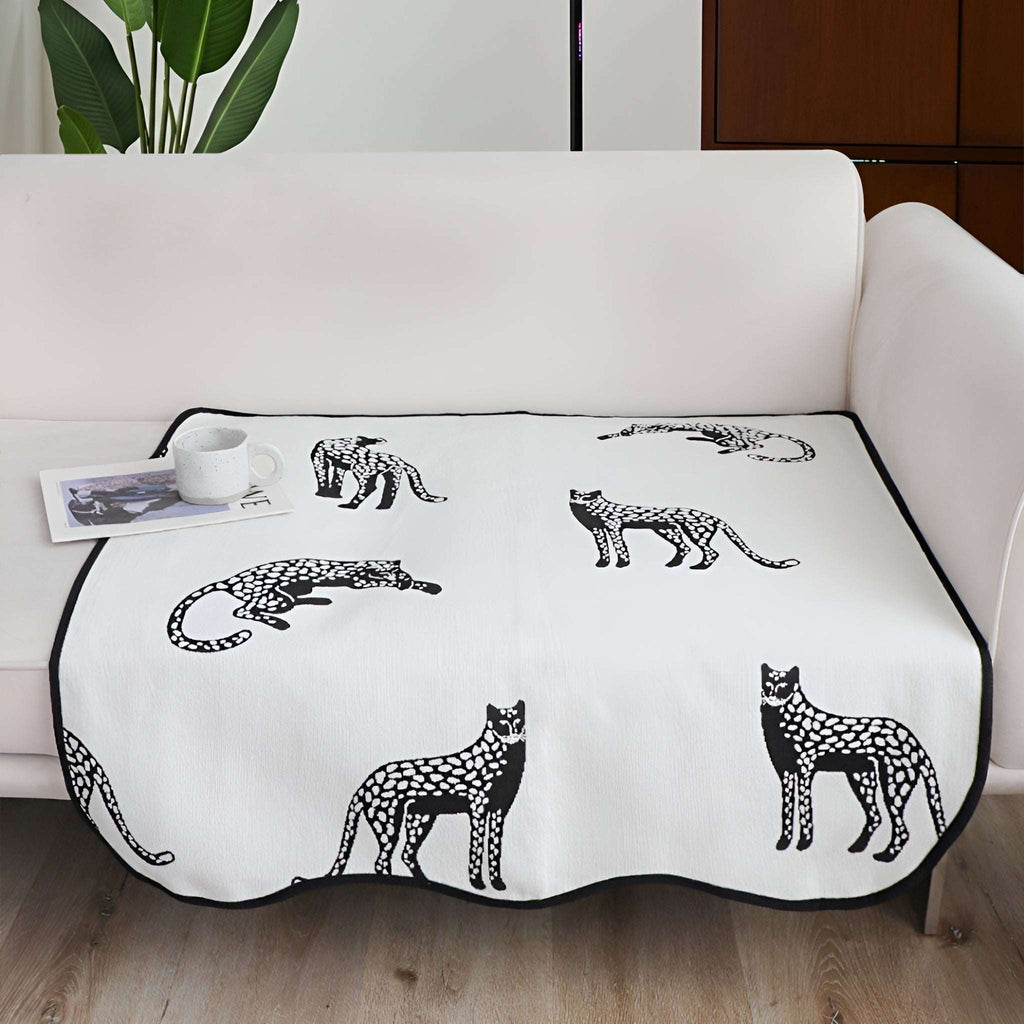 SOGA One-Seater White Leopard Print 90x90cm Throw Blanket Sofa Cover $ 79