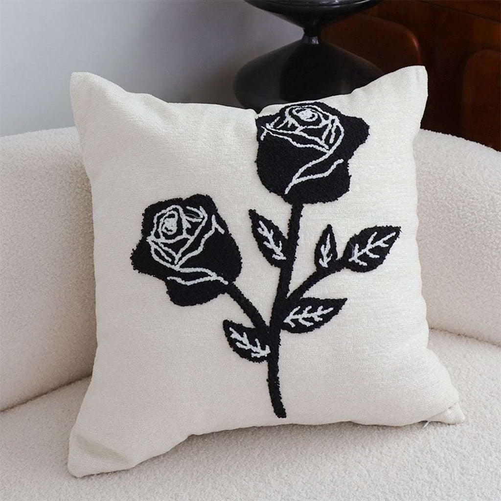 SOGA 2X 45cm White Black Rose Floral Embroidered Throw Pillow $ 129