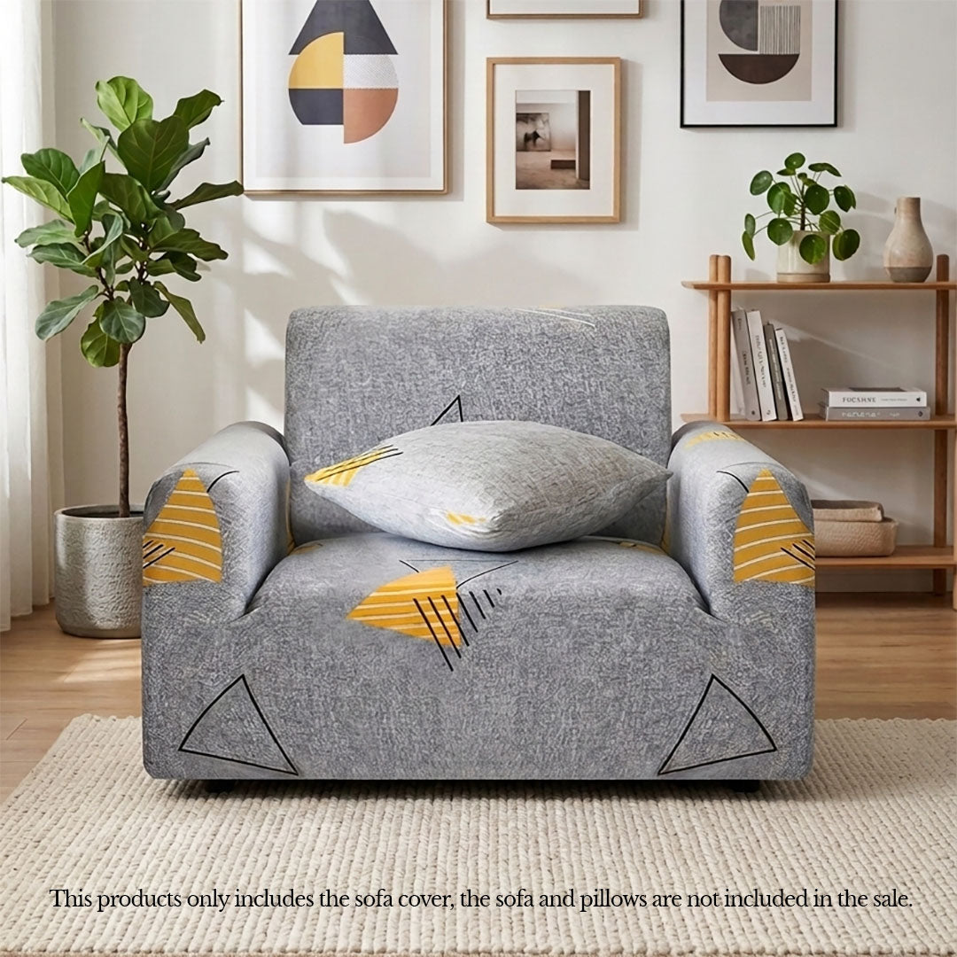SOGA 1-Seater Geometric Print Sofa Cover Couch Protector High Stretch Lounge Slipcover Home Decor