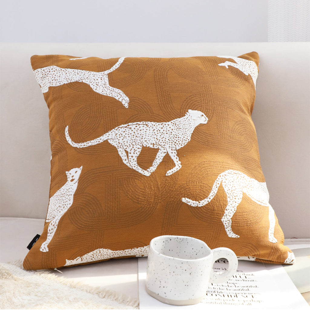 SOGA 50cm Throw Pillow Brown and White Cheetah Animal Print for Home Décor