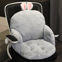SOGA 2X Gray Bunny Shape Cushion Soft Leaning Bedside Pad Sedentary Plushie Pillow Home Decor