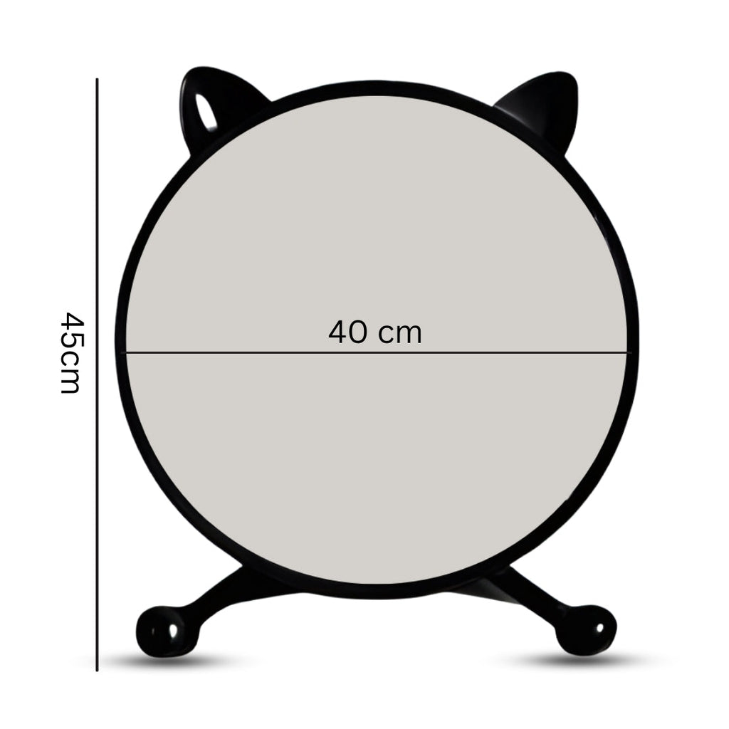 SOGA 2X 40cm Black Smart Makeup Bedroom Table Mirror Cat Ear Style No LED Light