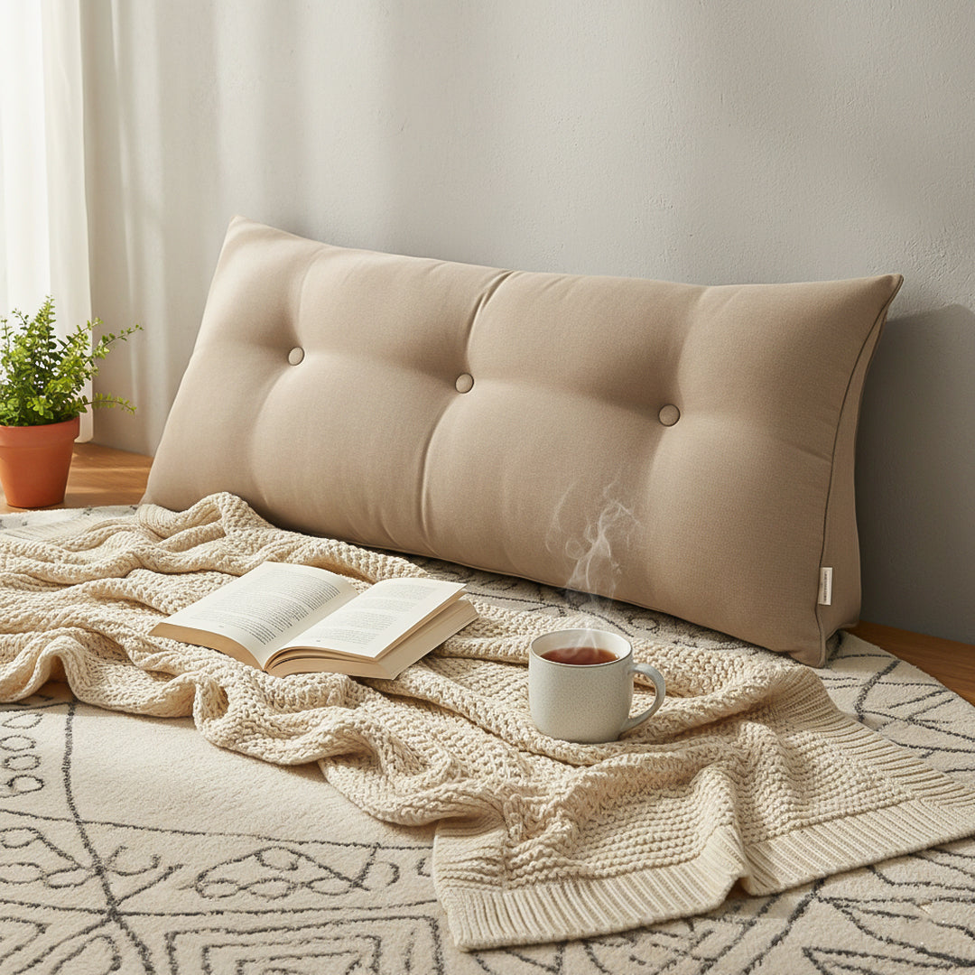 SOGA 2X 100cm Beige Triangular Wedge Bed Pillow Headboard Backrest Bedside Tatami Cushion Home Decor