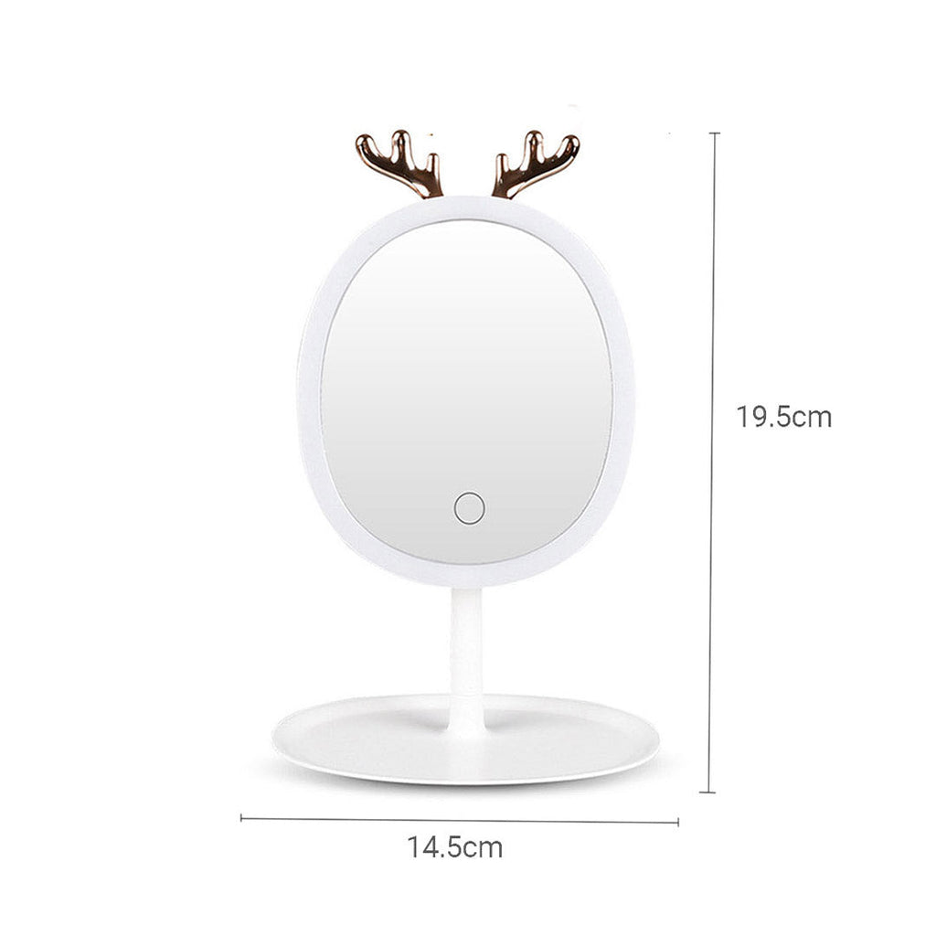 SOGA 2X White Antler LED Light Makeup Mirror Tabletop Vanity Home Decor