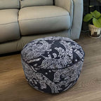 SOGA 2X 50x30cm Black Round Soft Pouffe Seat Cushion Elegant Home Accent Décor Stylish Footstool