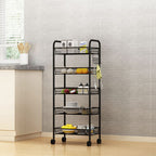 SOGA 2X 5 Tier Steel Black Bee Mesh Kitchen Cart Multi-Functional Shelves Storage Organizer with Wheels