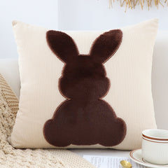 SOGA 2X 45cm Throw Pillow Light Tan Square Cushion with Soft Coffee Bunny Design Decorative Home Decor