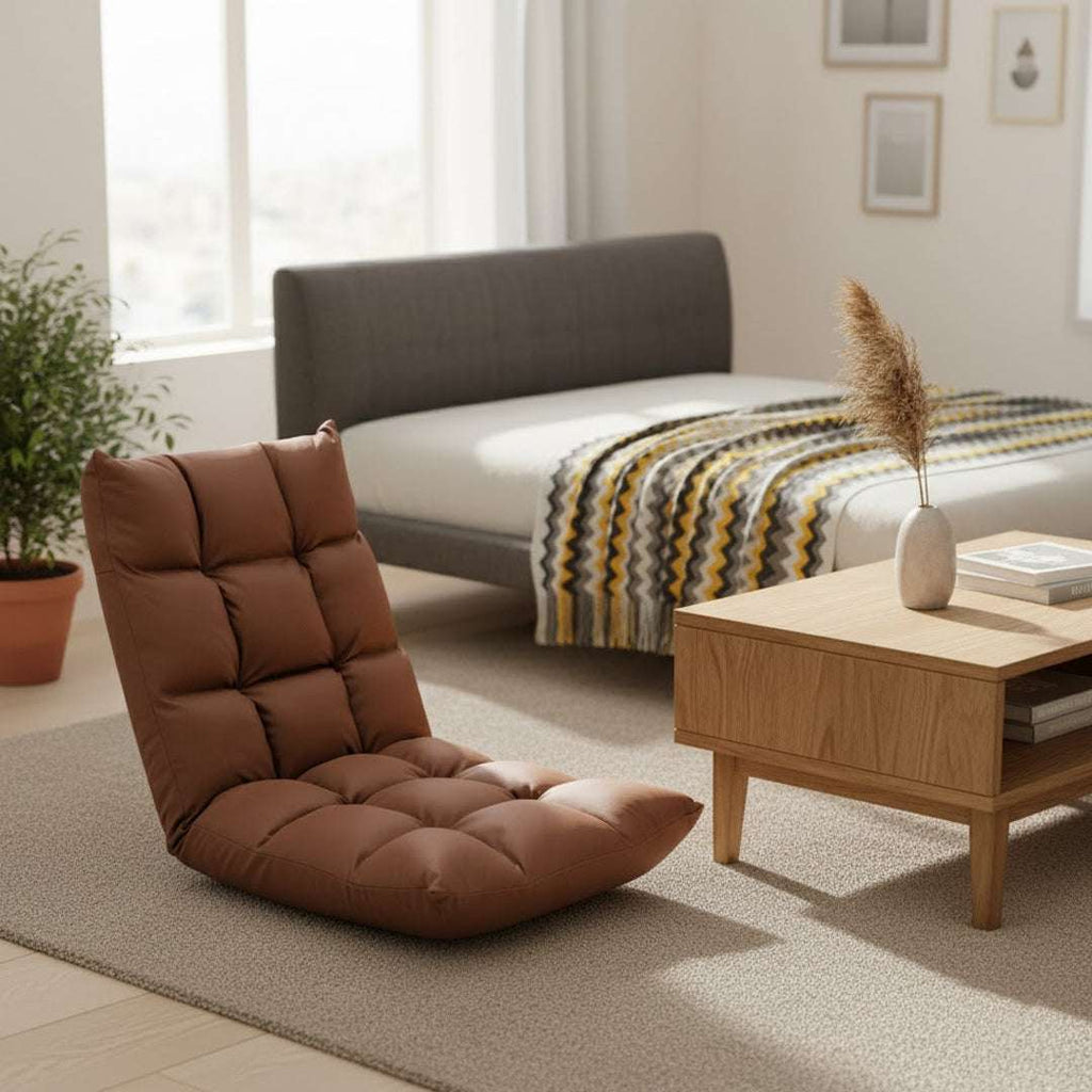 SOGA Home & Living Bundle – Yellow Zigzag Knitted Throw Blanket & Coffee Adjustable Recliner $ 0