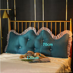 SOGA 2X 180cm Blue-Green Princess Bed Pillow Headboard Backrest Bedside Tatami Sofa Cushion with Ruffle Lace Home Decor