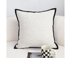 SOGA 50cm Classic Natural Linen Black Piped Edge Decorative Throw Pillow