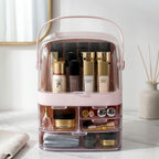 SOGA 3 Tier Pink Countertop Makeup Cosmetic Storage Organizer Skincare Holder Jewelry Storage Box with Handle