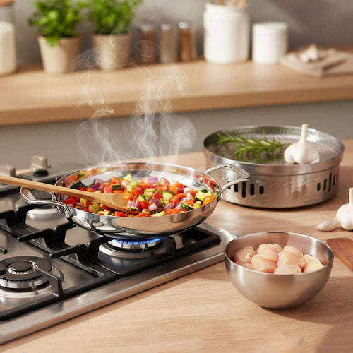 SOGA Kitchenware Bundle – Silver Dry Pots & Elegant Salad Bowl for Essential Kitchen Use $ 168
