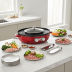 SOGA Kitchenware Bundle – 2-in-1 Electric Hot Pot BBQ Grill & Silver Plate Set with Grilling Plate $ 275