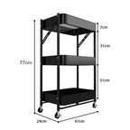 SOGA 2X 3 Tier Steel Black Bee Mesh Kitchen Cart Multi-Functional Shelves Storage Organizer with Wheels