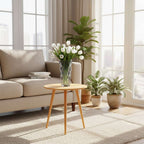 SOGA Home & Living Bundle – Walnut Side Coffee Table & Grey Glass Vase for Modern Home Decor $ 123