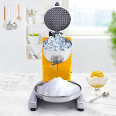 SOGA Ice Shaver Electric Stainless Steel Ice Crusher Slicer Machine Commercial Yellow