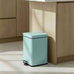 SOGA 2X Foot Pedal Stainless Steel Rubbish Recycling Garbage Waste Trash Bin Square 6L Blue