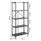 SOGA 5 Tier Steel Black Foldable Kitchen Cart Multi-Functional Shelves Storage Organizer with Wheels