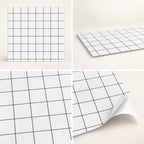 SOGA Peel & Stick Floor and Wall Tiles 60 x 60cm 10 Pack White Grid Tile Look