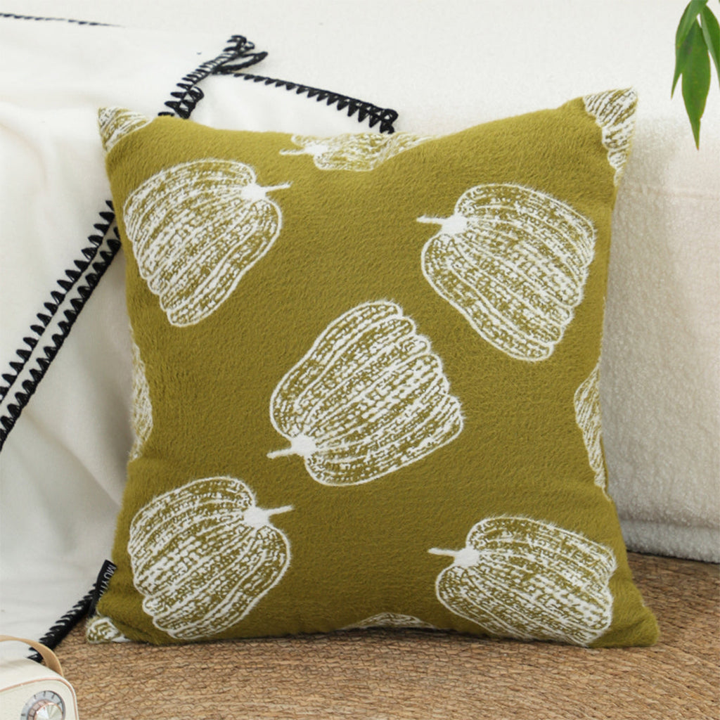 SOGA 2X 50cm Throw Pillow Green Autumn Harvest Pumpkin Print Home Decor
