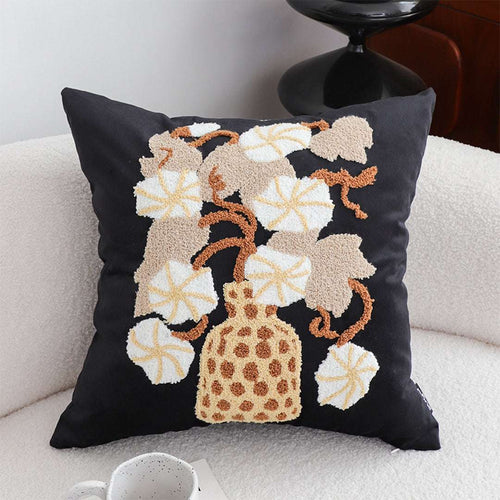 SOGA 2X 45cm Black Gold Wicker Basket Floral Embroidered Throw Pillow $ 118