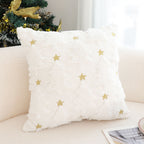 SOGA 2X 45cm Celestial Cream Textured Gold Star Pattern Throw Pillow
