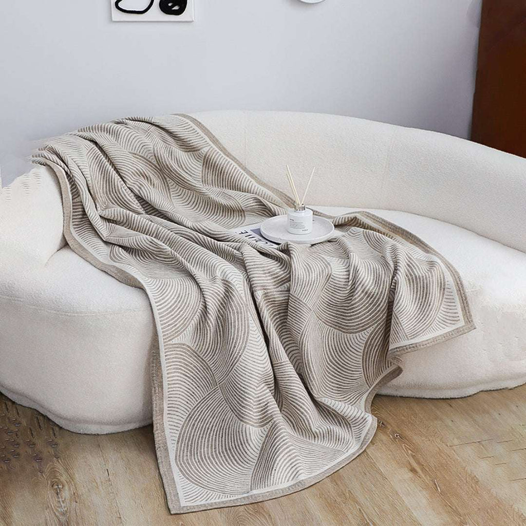SOGA 2X Beige Geometric Swirl Throw Blanket 130x180cm Polyester $ 155