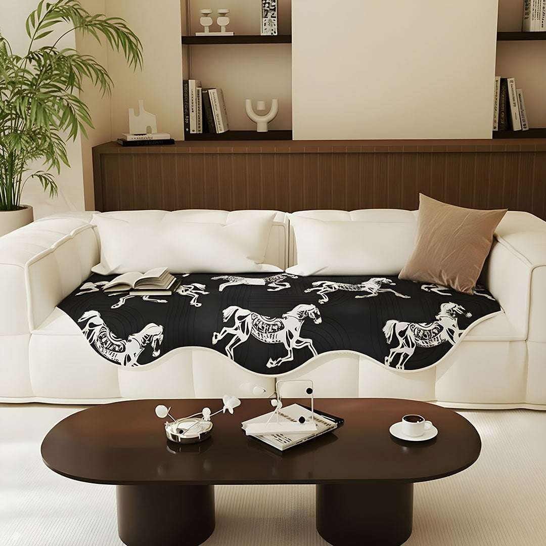 SOGA Three-Seater Black Horse Print 90x210cm Throw Blanket Sofa Cover $ 125