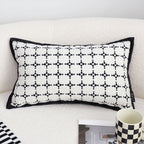 SOGA 2X 35cm Moroccan Black Cross Pattern Black Trim Decorative Throw Pillow