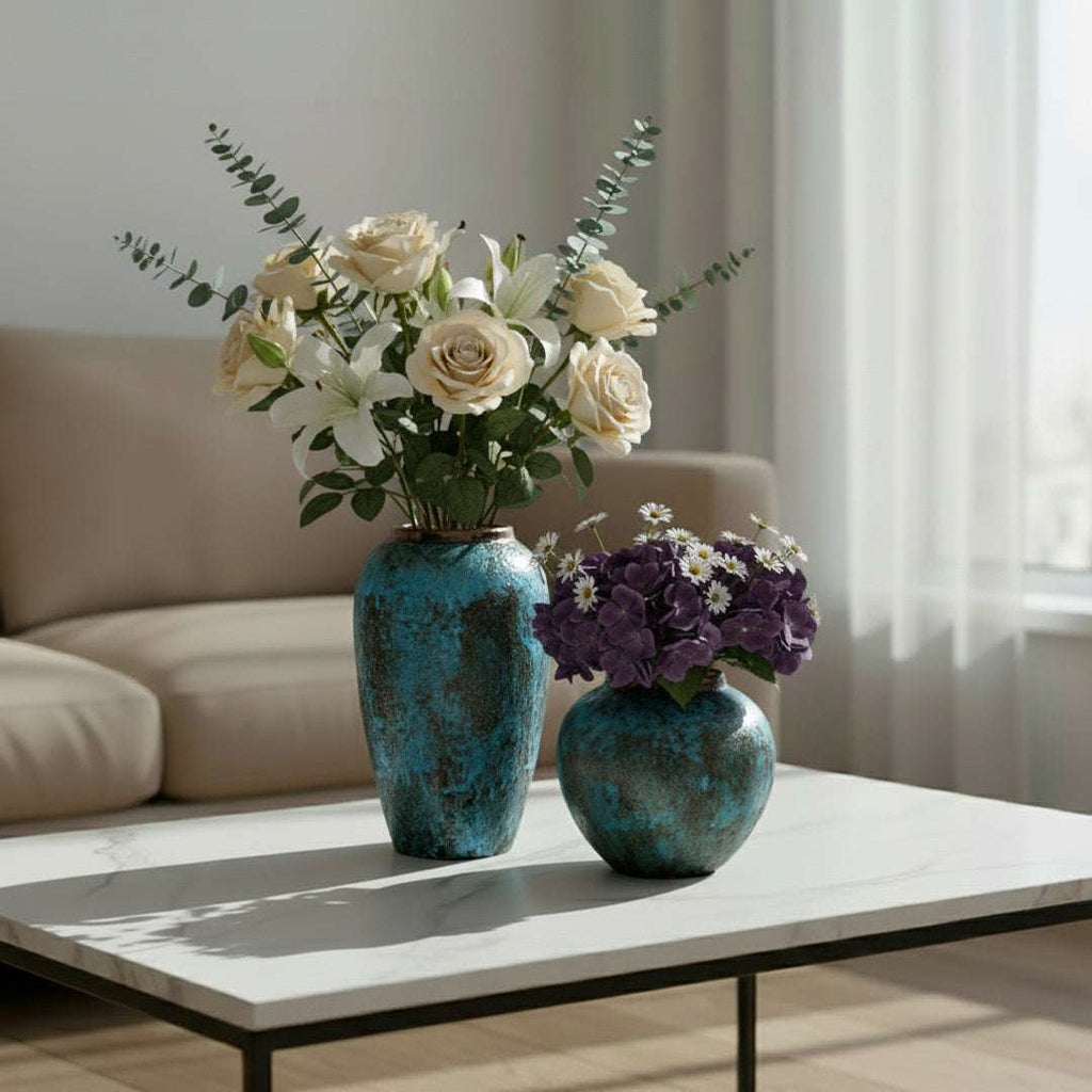 SOGA Home & Living Bundle – Light Blue Ceramic Flower Vases for Elegant Living Room Decor $ 161