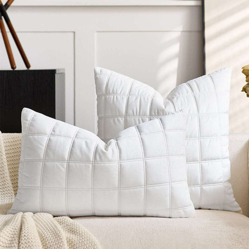 SOGA 2X 30cm White Quilted Grid Pattern Decorative Throw Pillow $ 216