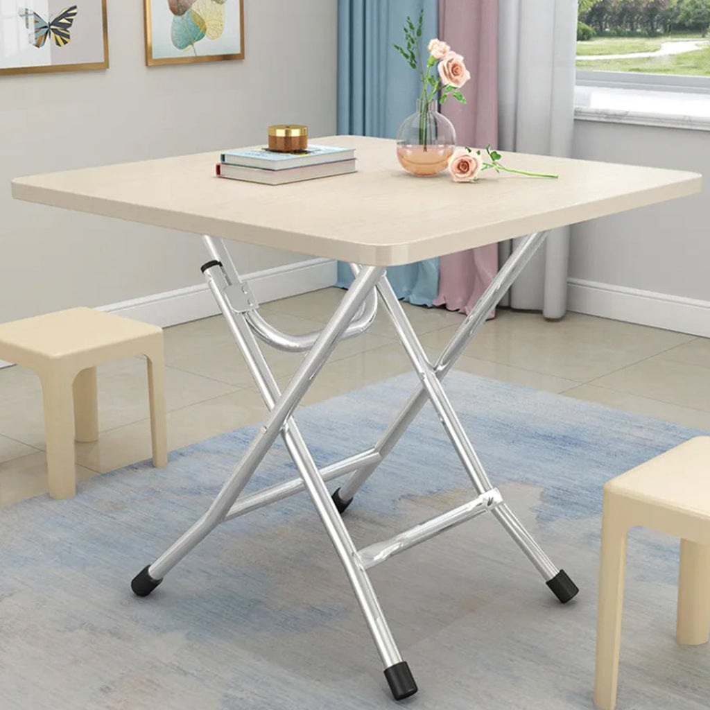 SOGA 2X White Portable Square Table Standing Legs Foldable Furniture Home Decor