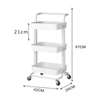 SOGA 2X 3 Tier Steel White Movable Kitchen Cart Multi-Functional Shelves Storage Organizer with Wheels
